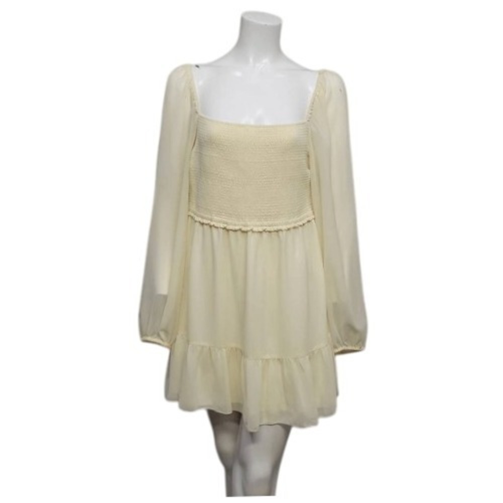 Wilfred Mini Milkmaid Dress Large Ivory Winter White Chiffon Tiered Cottage Boho
